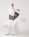Free Size Pleated Cape Offwhite Silver