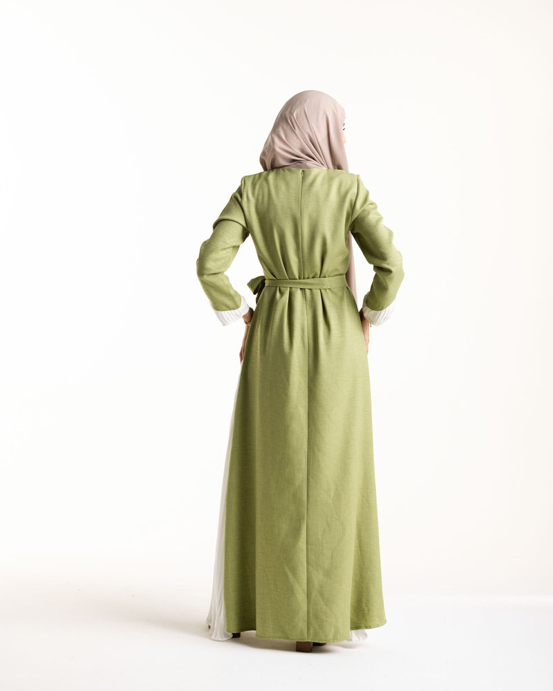Linen Pleated Dress Pistachio
