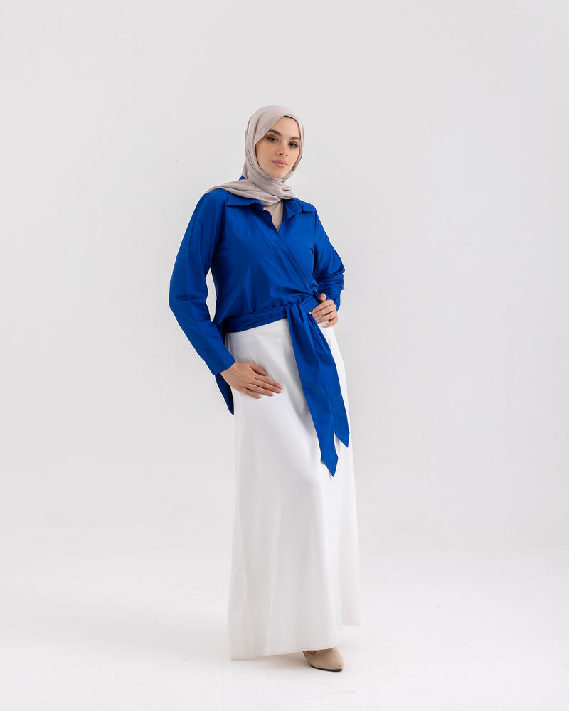 Wrap Poplin Chemise Royal Blue
