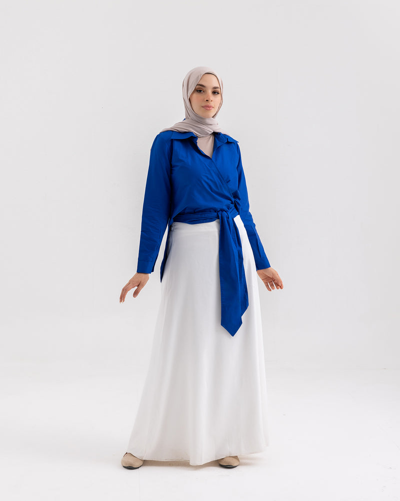 Wrap Poplin Chemise Royal Blue