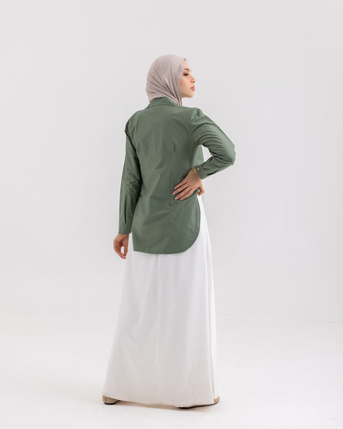 Wrap Poplin Chemise Green
