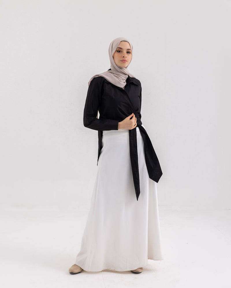 Wrap Poplin Chemise Black
