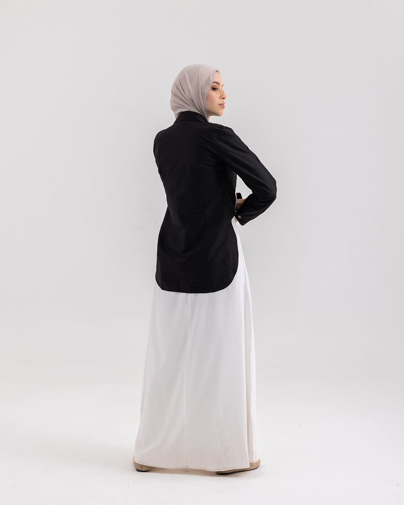 Wrap Poplin Chemise Black