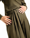 Linen Pleated Jupe Pantalon Olive
