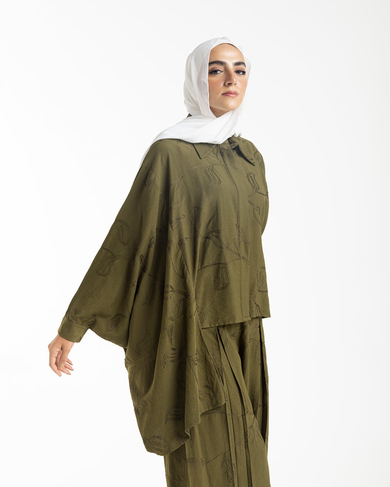 Embroidered Chemise Olive