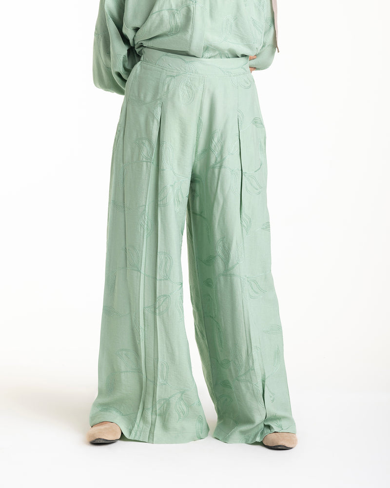 Embroidered Wide Leg Pants Mint CODE 1703
