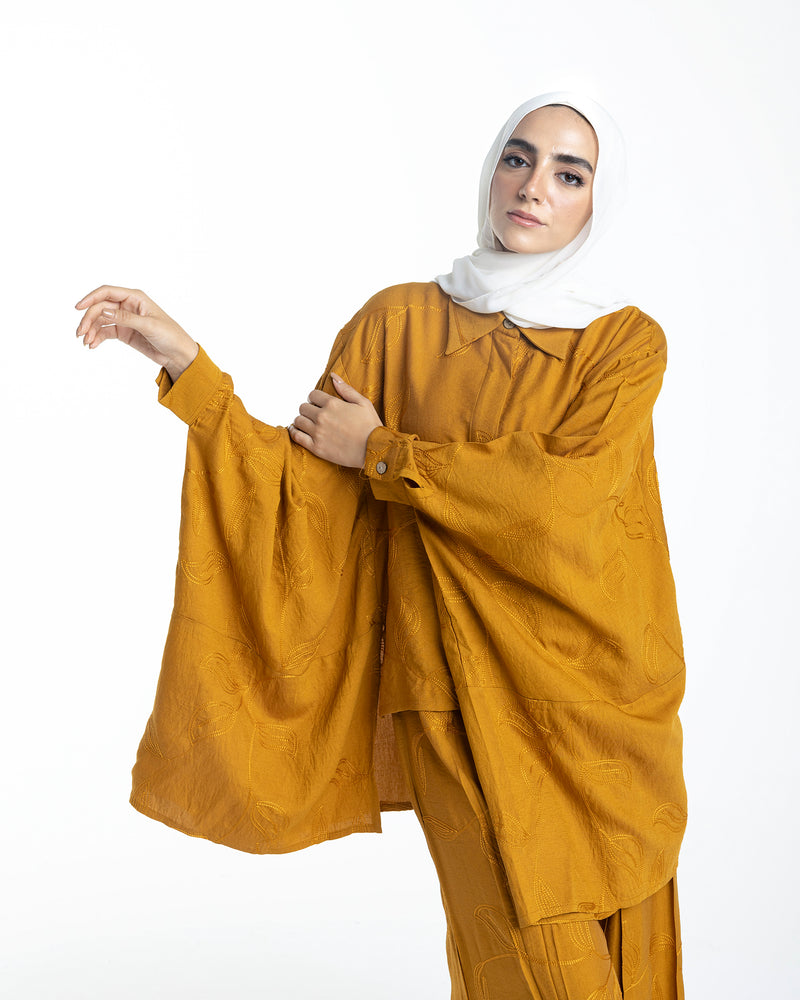 Embroidered Chemise Mustard
