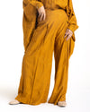 Embroidered Wide Leg Pants Mustard CODE 1703
