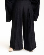 Embroidered Wide Leg Pants Black
