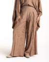 Embrodered Wide Leg Pants Cafe CODE 1703