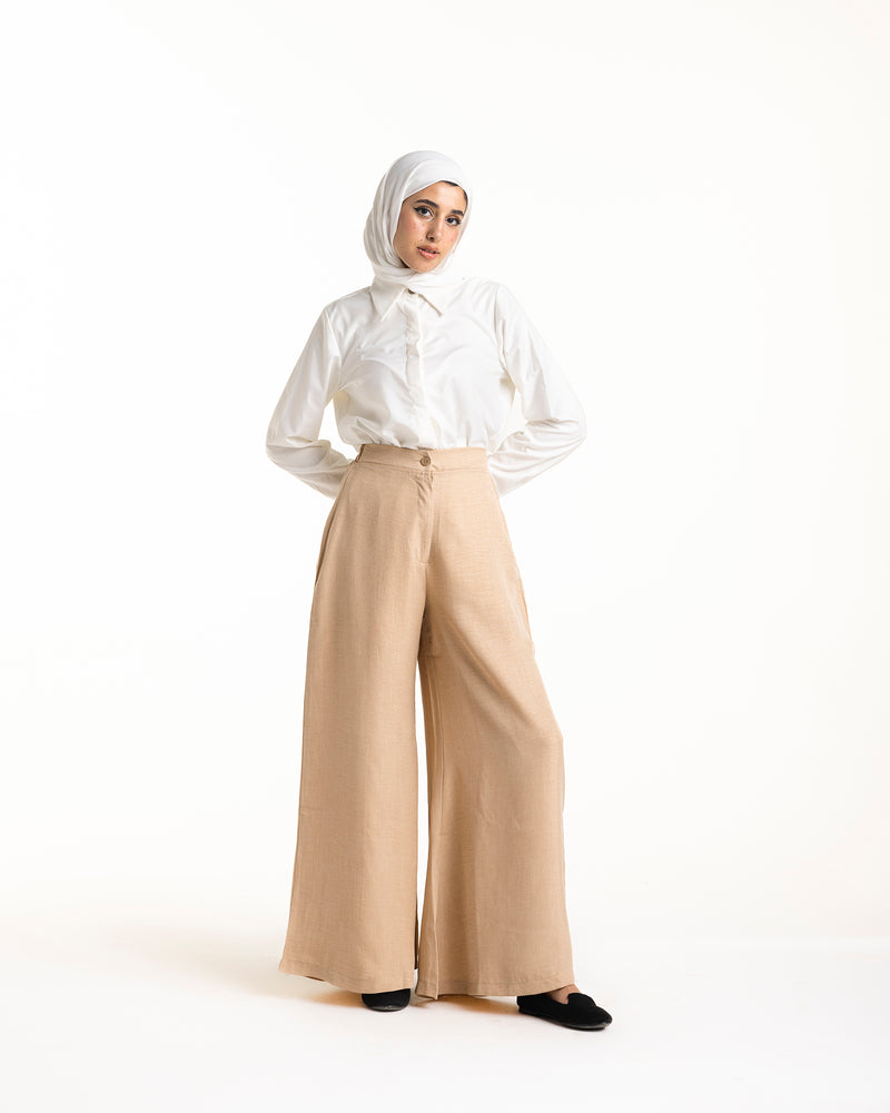 Linen Wide Leg Pants Dark beige code 120