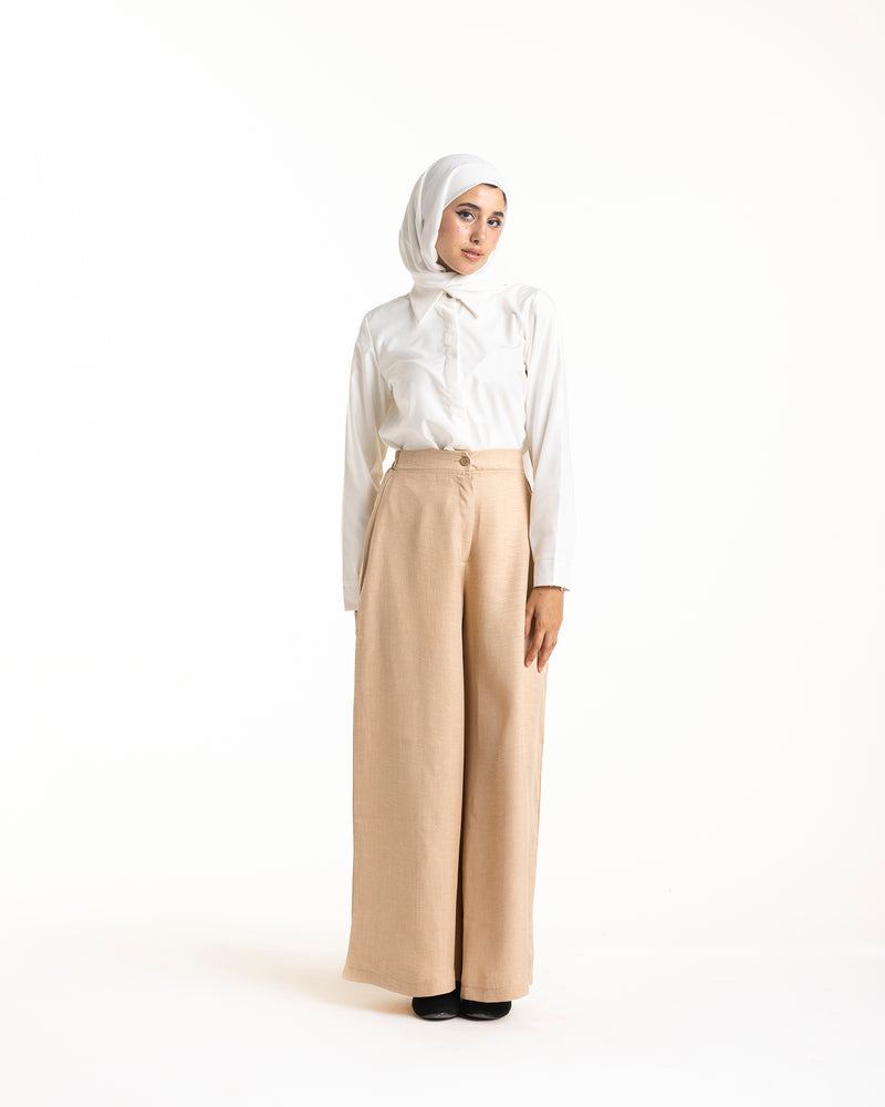 Linen Wide Leg Pants Dark beige code 120