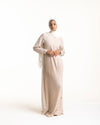 Sleeved Pleated Dress Cream CODE 211