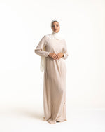 Sleeved Pleated Dress Cream CODE 211