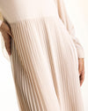 Sleeved Pleated Dress Cream CODE 211