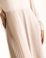 Sleeved Pleated Dress Cream CODE 211