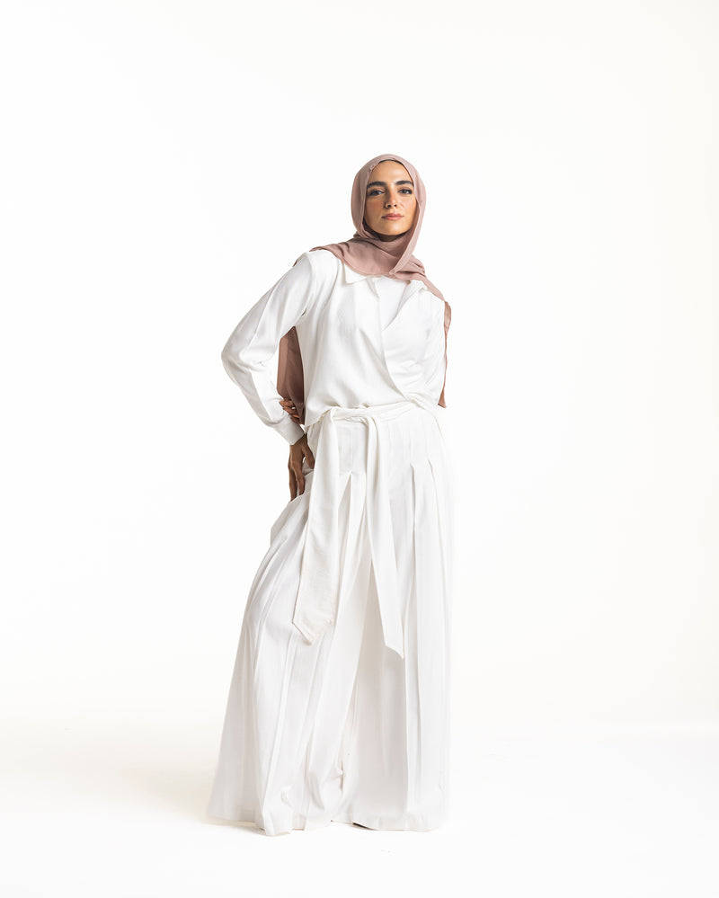 Linen Wrap Blouse White