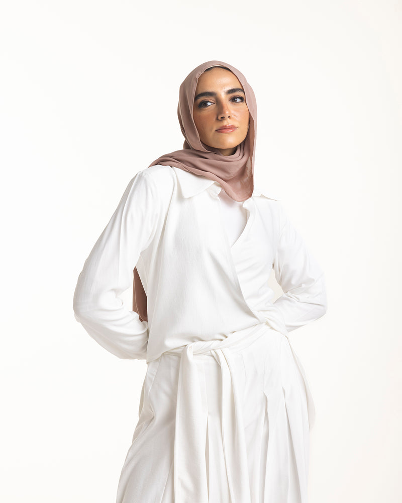Linen Wrap Blouse White