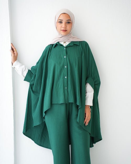Over Sized Poncho and Pants Set Teal Code 11063