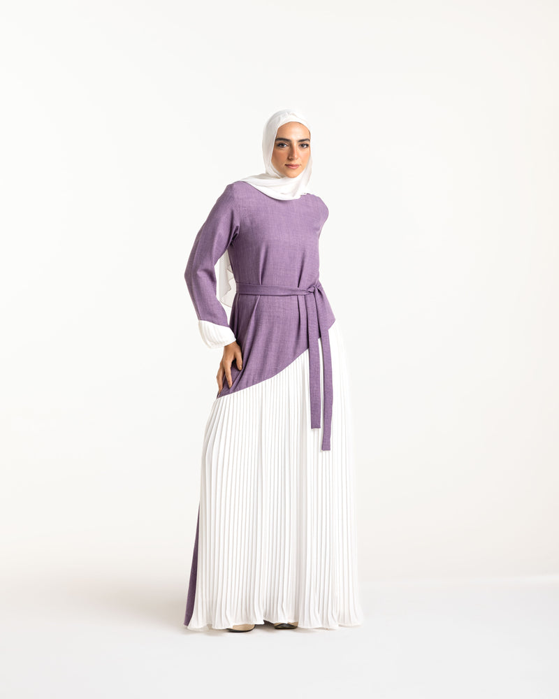 Linen Pleated Dress Mauve