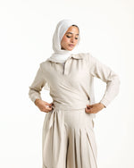 Linen Wrap Blouse Beige