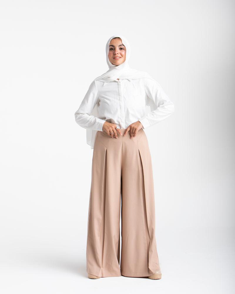 Wide Leg Pants Beige CODE 1702