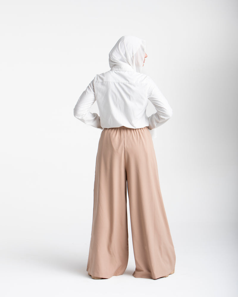 Wide Leg Pants Beige CODE 1702