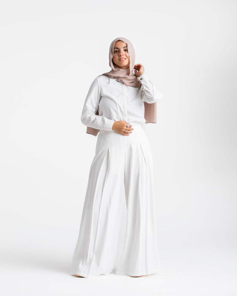 Wide Leg Pants White CODE 1702