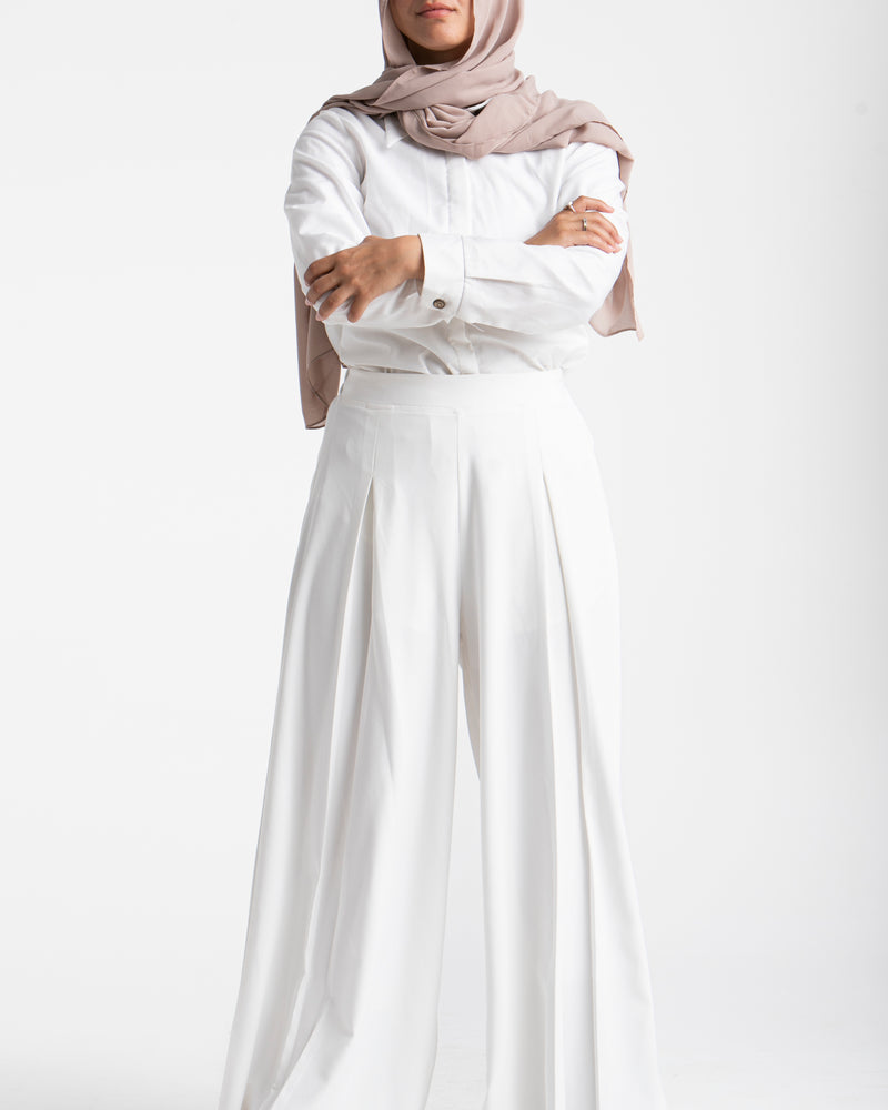 Wide Leg Pants White CODE 1702