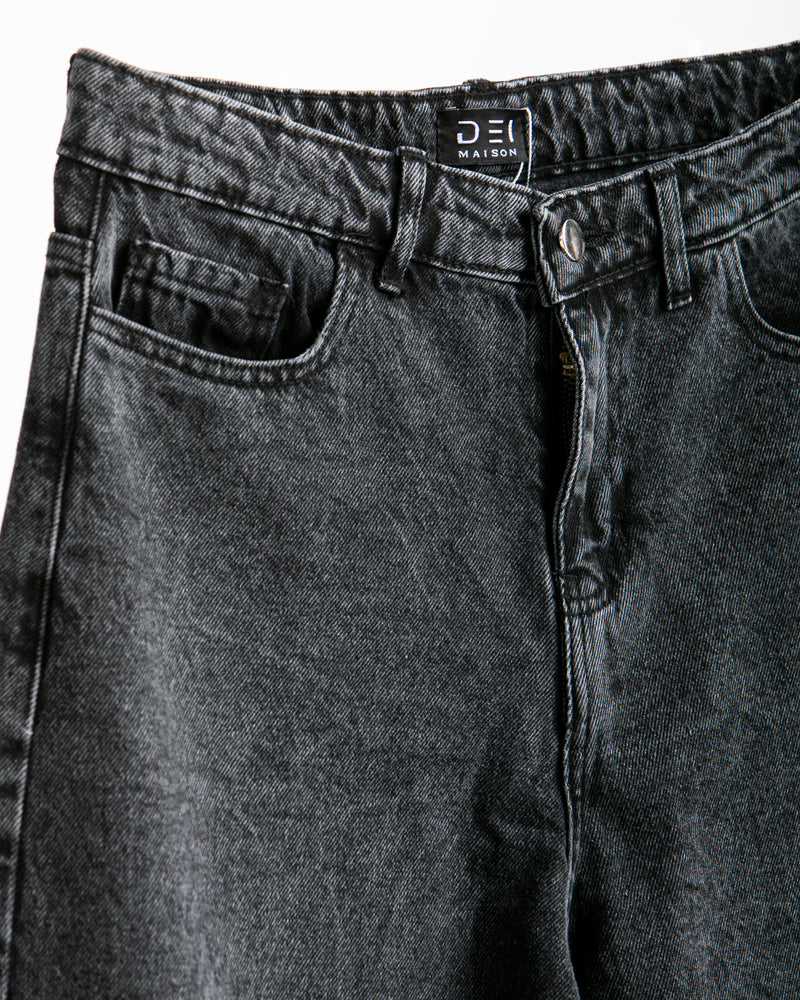 High Waisted Wide Leg Denim Pants Grey CODE 190