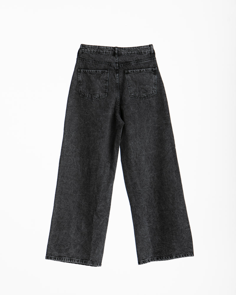 High Waisted Wide Leg Denim Pants Grey CODE 190