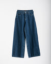 High Waisted Wide Leg Denim Pants Navy