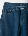 High Waisted Wide Leg Denim Pants Navy