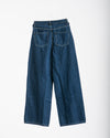 High Waisted Wide Leg Denim Pants Navy