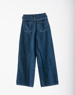 High Waisted Wide Leg Denim Pants Navy
