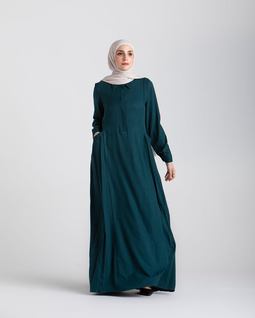Linen Dress With Pockets Teal CODE 94