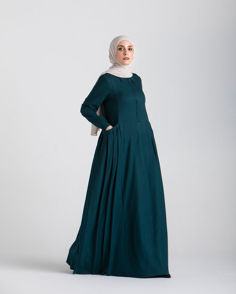 Linen Dress With Pockets Teal CODE 94