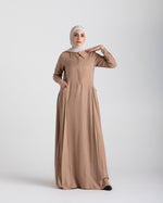 Linen Dress With Pockets Cafe CODE 94