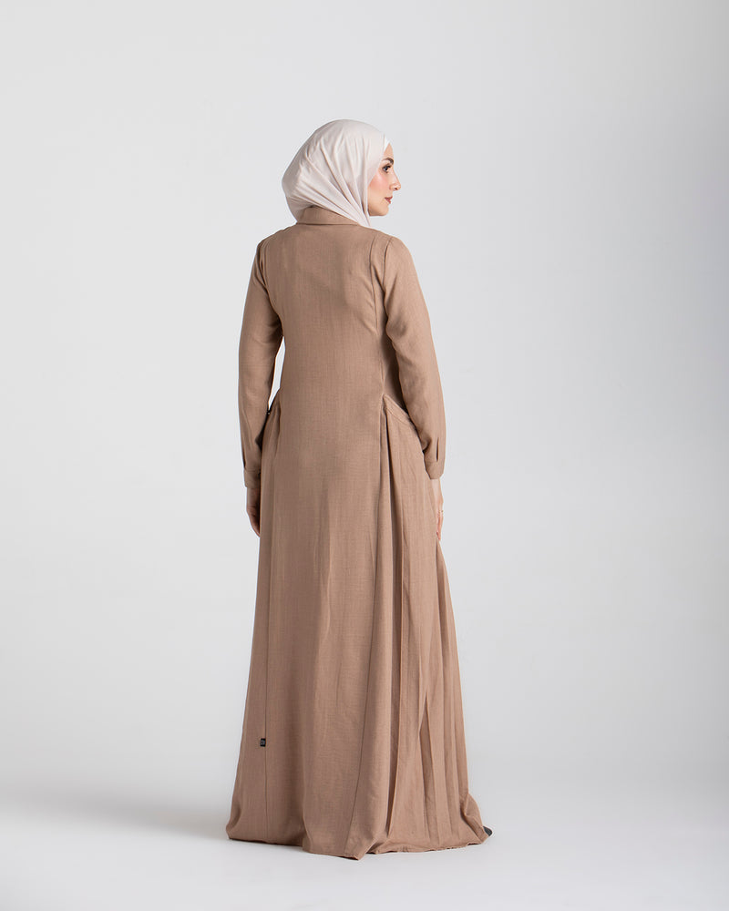 Linen Dress With Pockets Cafe CODE 94