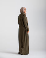 Linen Dress With Pockets Olive CODE 94