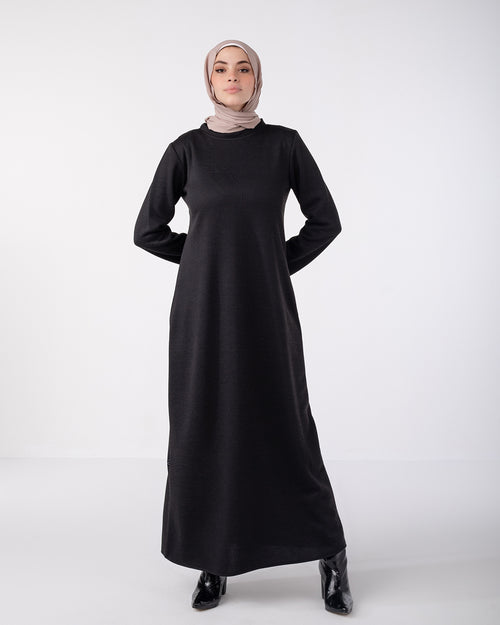 Basic Rib Dress Black