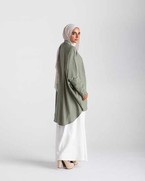 Free Size Linen Buttoned Chemise Mint