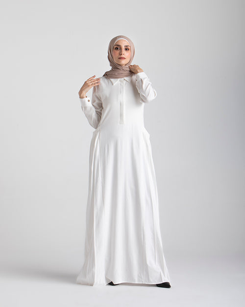 Linen Dress With Pockets White CODE 94