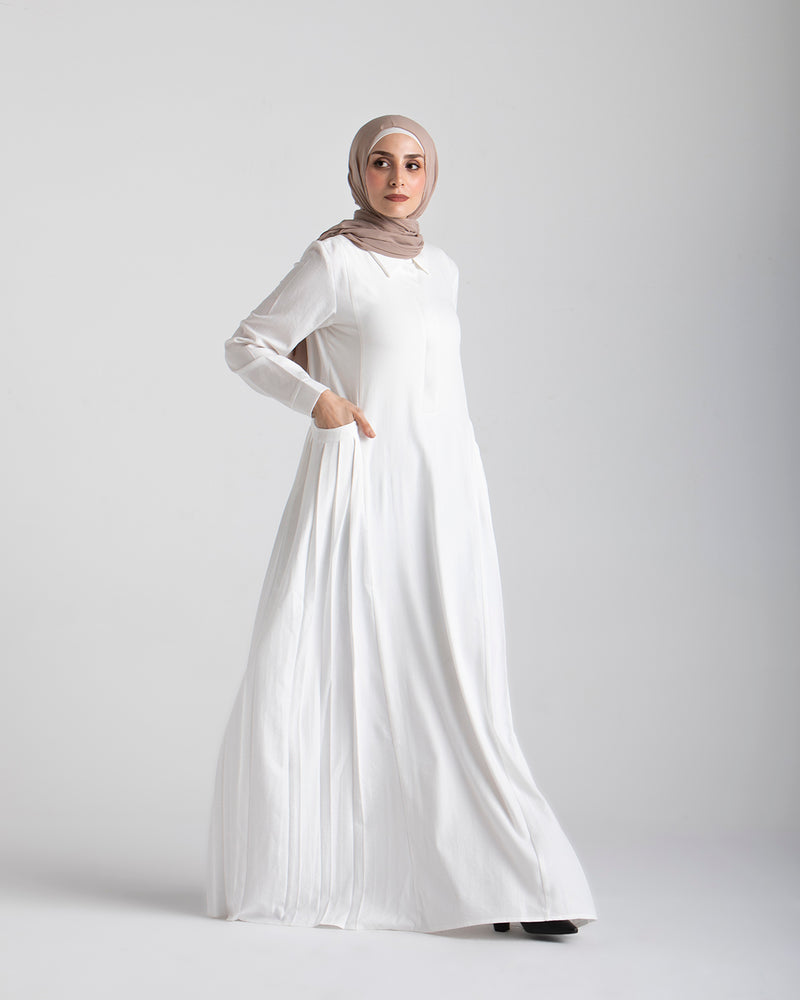 Linen Dress With Pockets White CODE 94