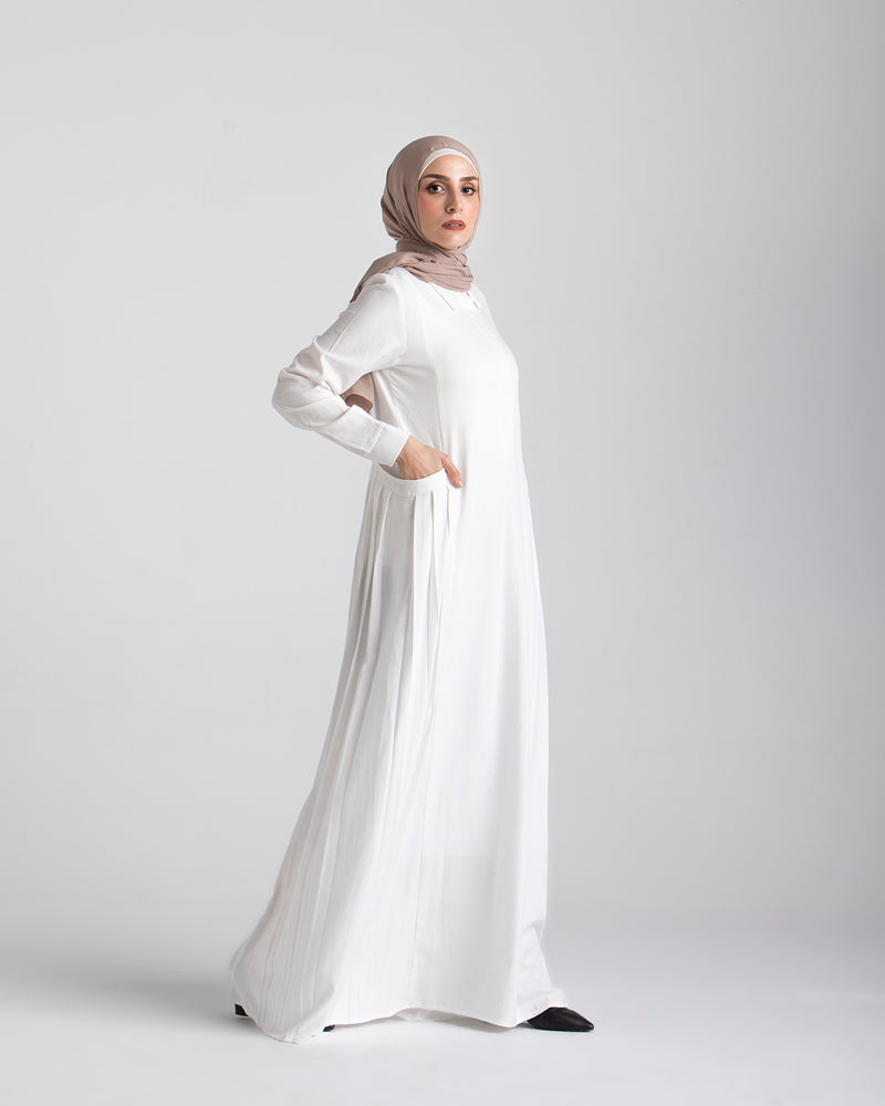 Linen Dress With Pockets White CODE 94