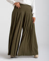 Linen Pleated Jupe Pantalon Olive