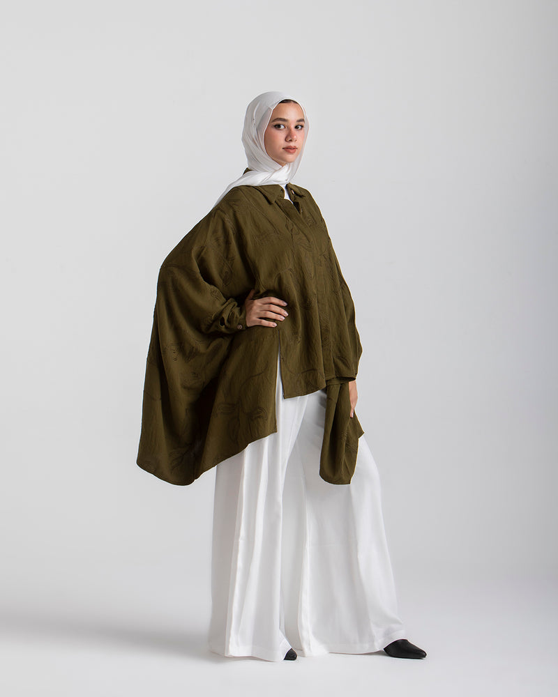 Embroidered Chemise Olive