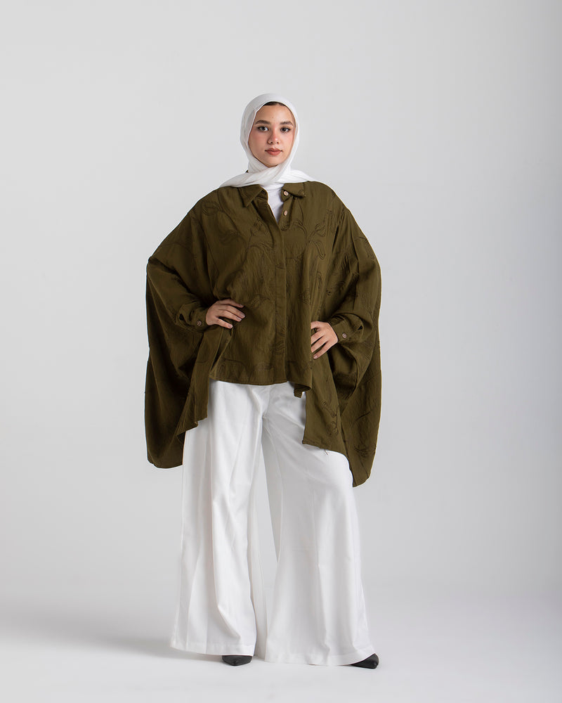 Embroidered Chemise Olive