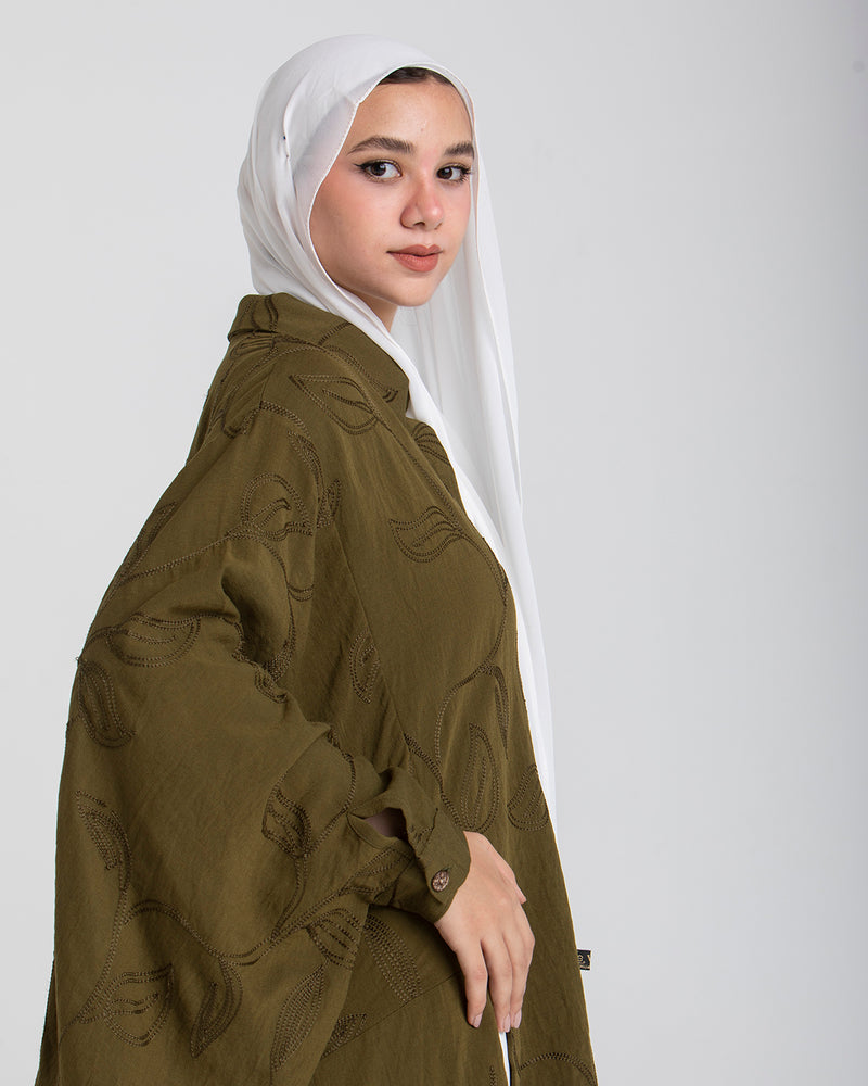 Embroidered Chemise Olive
