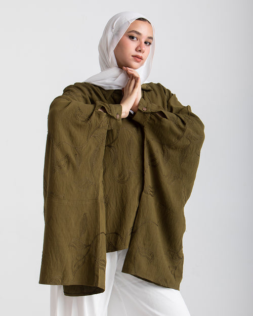 Embroidered Chemise Olive